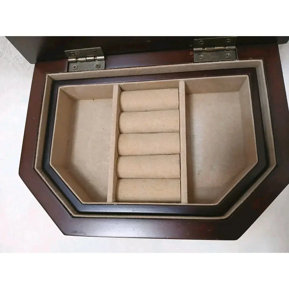 Rare The Bombay Company Octaganal Wood Jewelry Box Removeable Tray Nostalgia VNT